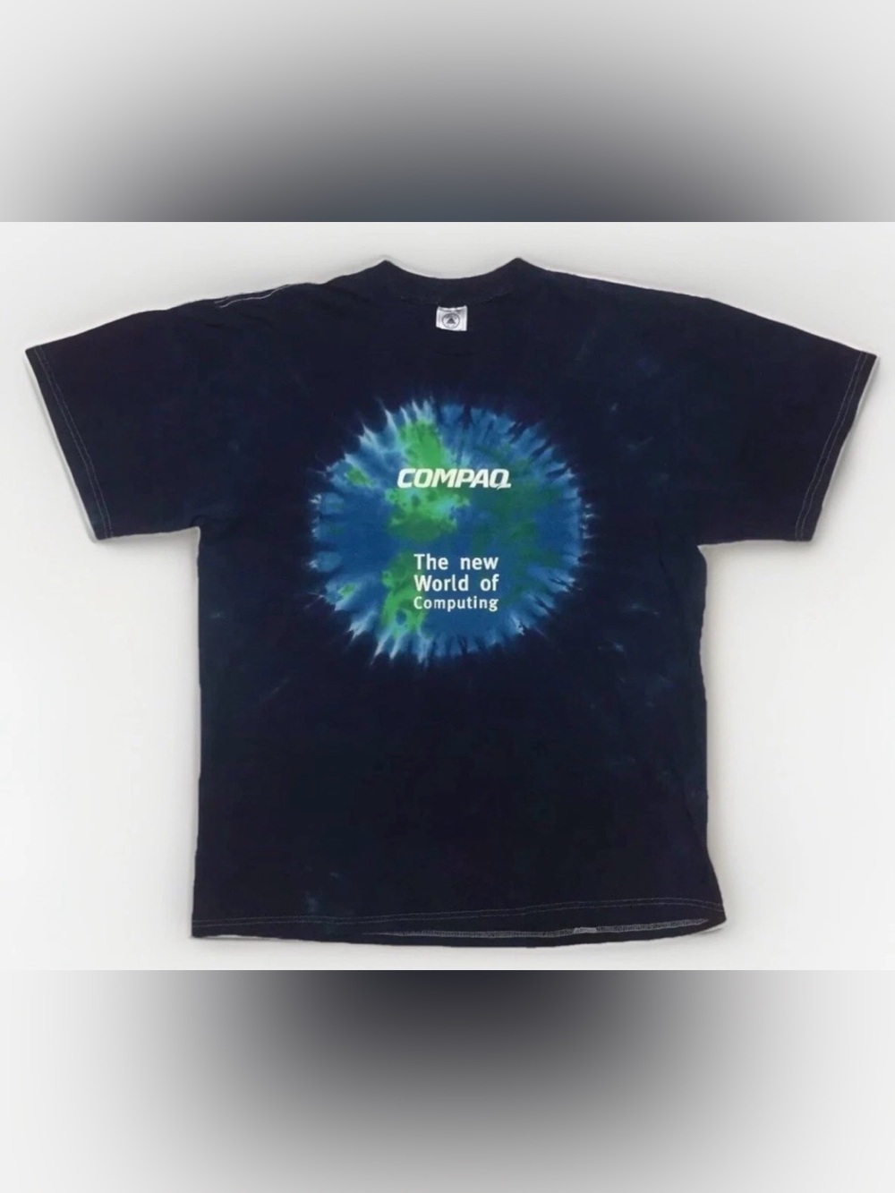 Vintage COMPAQ T-Shirt Promo Tie Dye XL Bogo Earth IBM Apple Mac PC RAM Box Logo